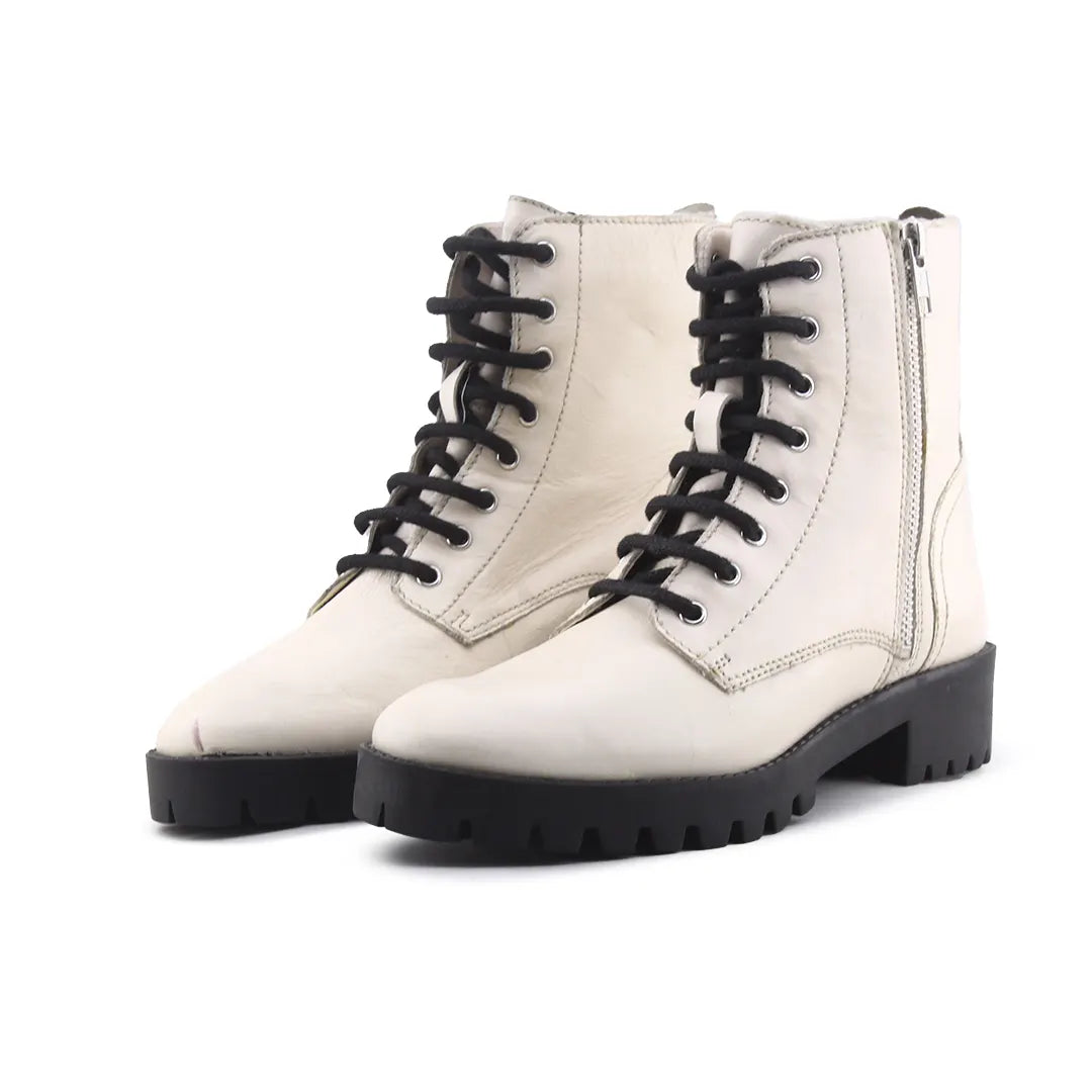 Mango Zipper Lace Up Ankle Boot