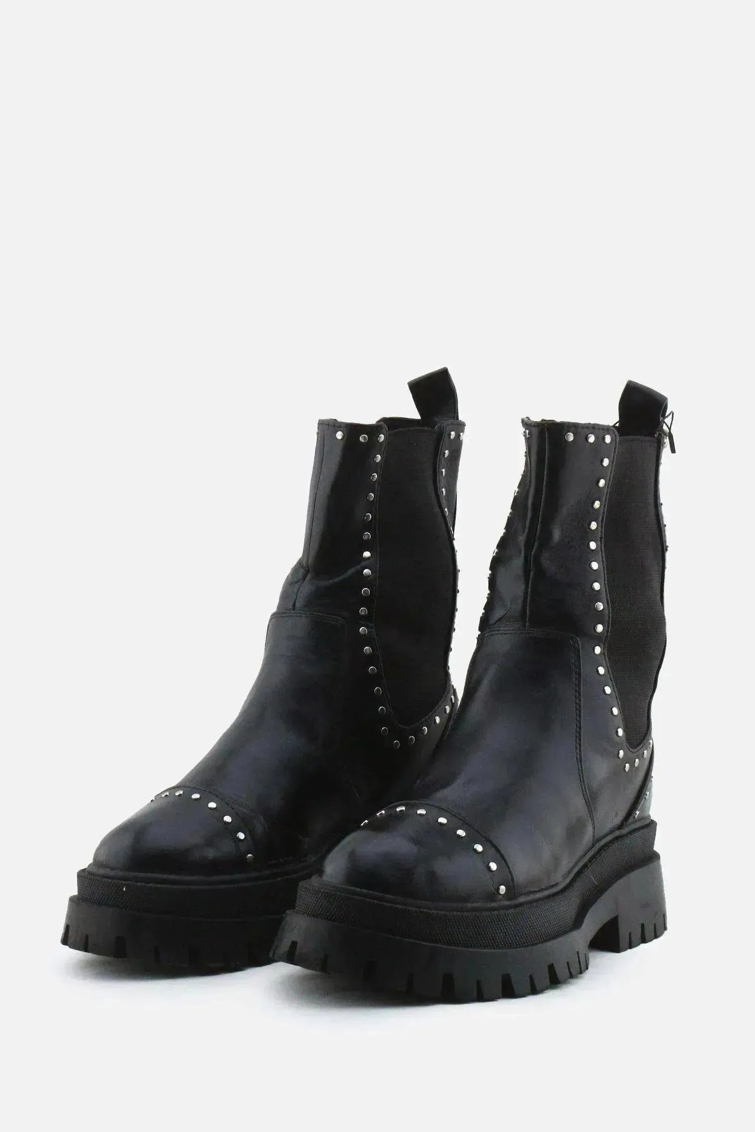 Stradivarius Stretchable Combat Ankle Boots | 100% Authentic Leather - sundaybazar