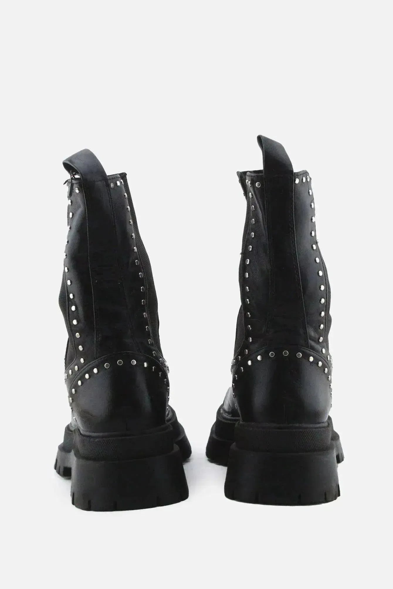Stradivarius Stretchable Combat Ankle Boots | 100% Authentic Leather - sundaybazar