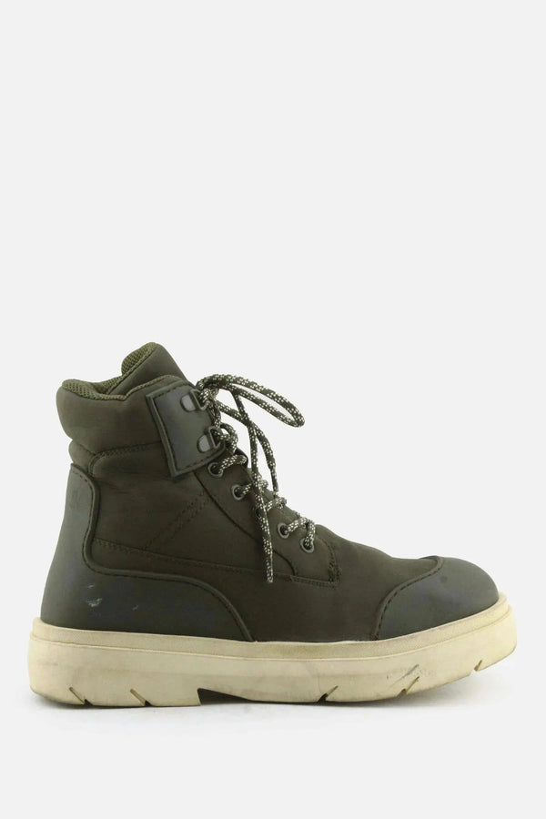 Zara Laces Combat Ankle Boots | Textile - sundaybazar