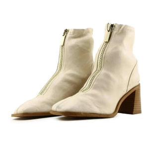 Stradivarius Zipper Block Heels Ankle Boots | 100% Authentic Leather - sundaybazar