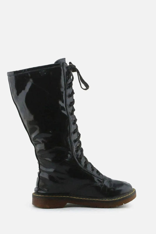 European Brand Zipper Laces Combat Long Boots | 100% Synthetic Leather - sundaybazar