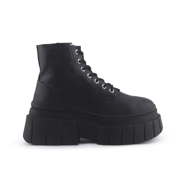 Bershka Lace Zipper Combat Ankle Boots (100% Authentic Leather)