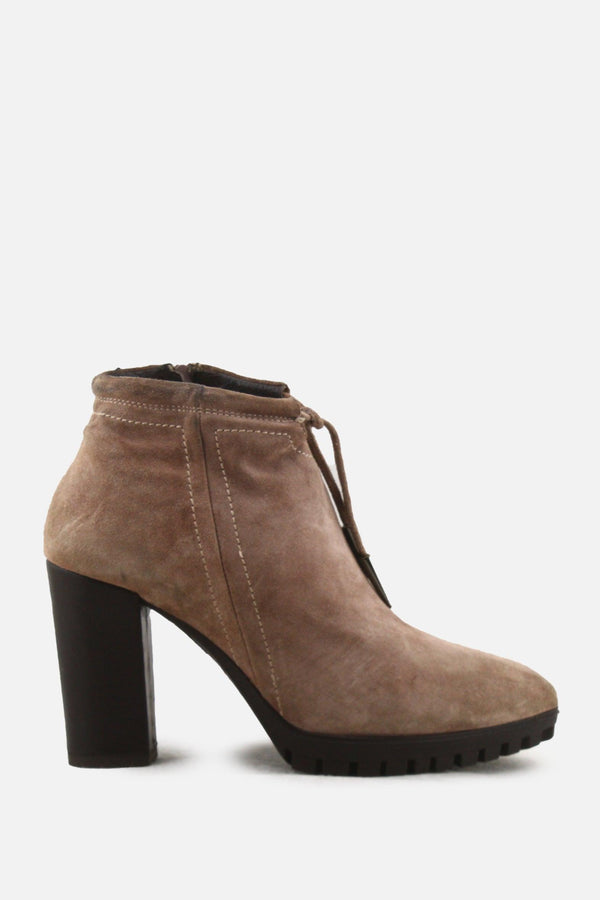 European Brand Zipper Block Heels Ankle Boots | Suede