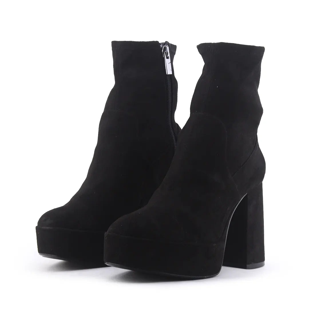 Bershka Zipper Suede Ankle Boot
