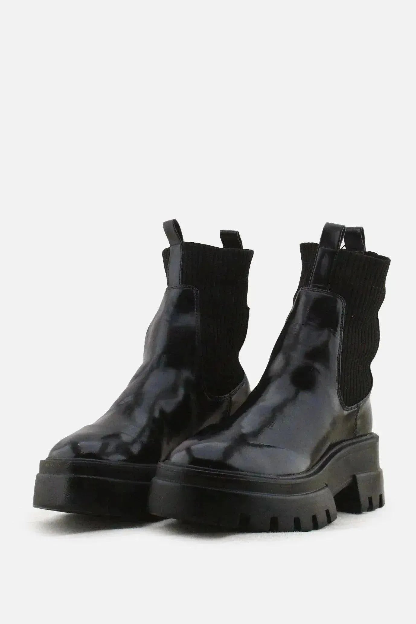 Pull & Bear Stretchable Block Ankle Boots | 100% Synthetic Leather - sundaybazar