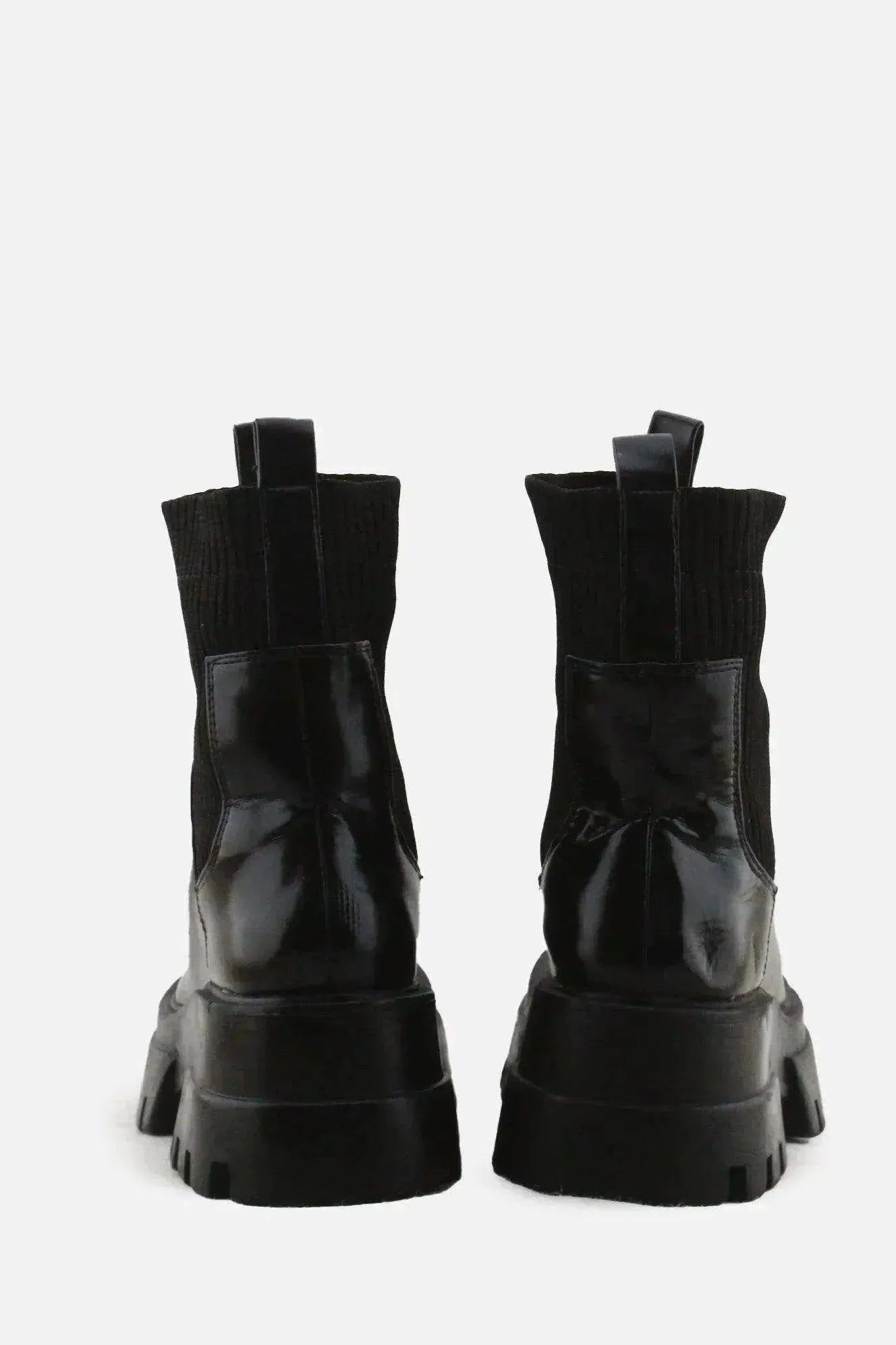 Pull & Bear Stretchable Block Ankle Boots | 100% Synthetic Leather - sundaybazar