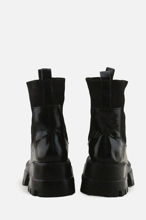 Pull & Bear Stretchable Block Ankle Boots | 100% Synthetic Leather - sundaybazar