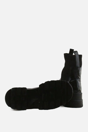 Pull & Bear Stretchable Block Ankle Boots | 100% Synthetic Leather - sundaybazar