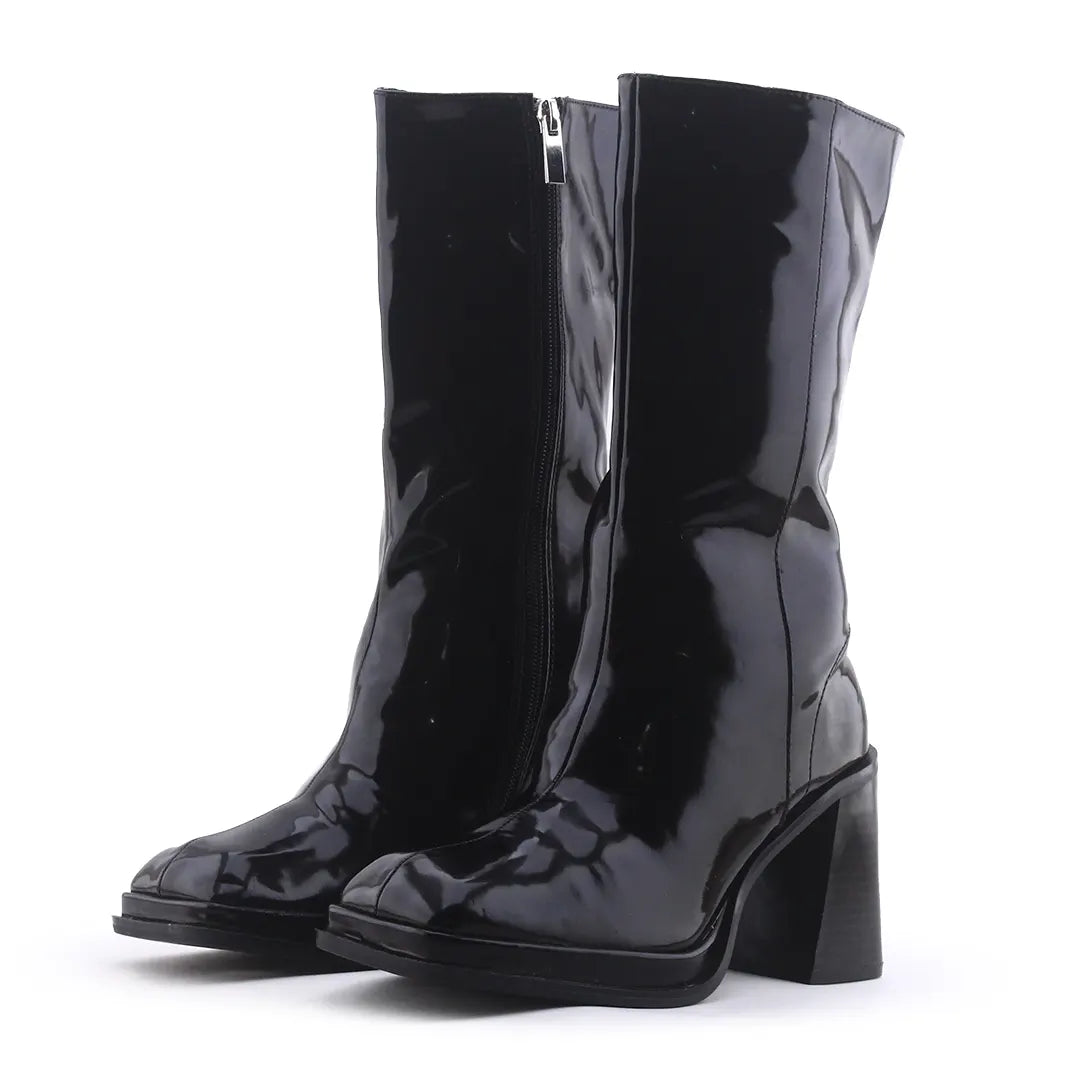 Pull & Bear Zipper Patent Ankle Boot