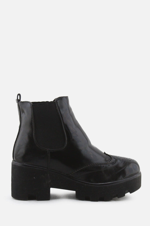 European Brand Stretchable Block Ankle Boots | 100% Synthetic Leather