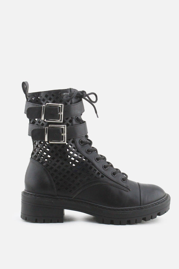 Stradivarius Zipper Laces Buckle Straps Combat Ankle Boots | 100% Authentic Leather