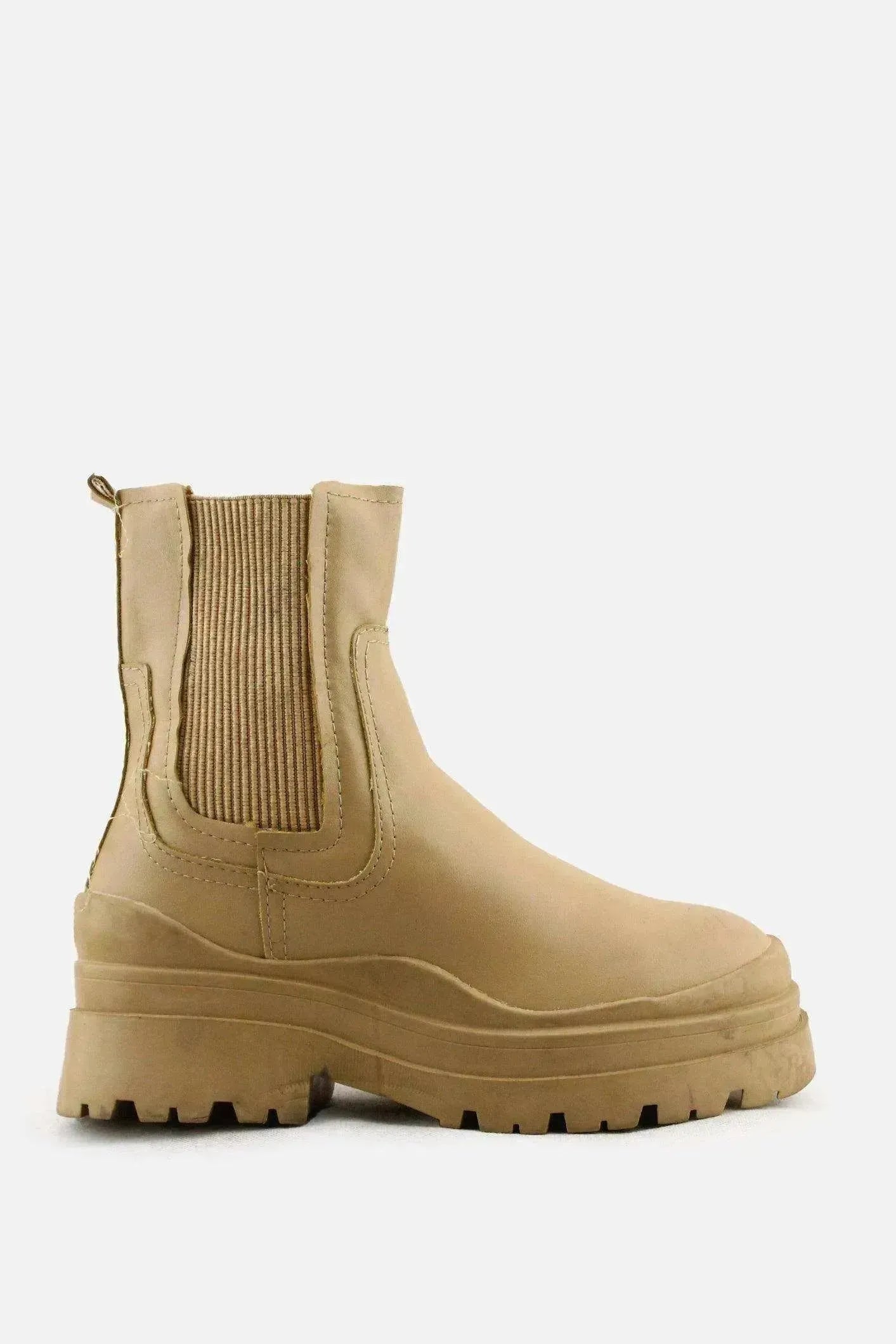 Stradivarius Stretchable Combat Ankle Boots | 100% Authentic Leather - sundaybazar