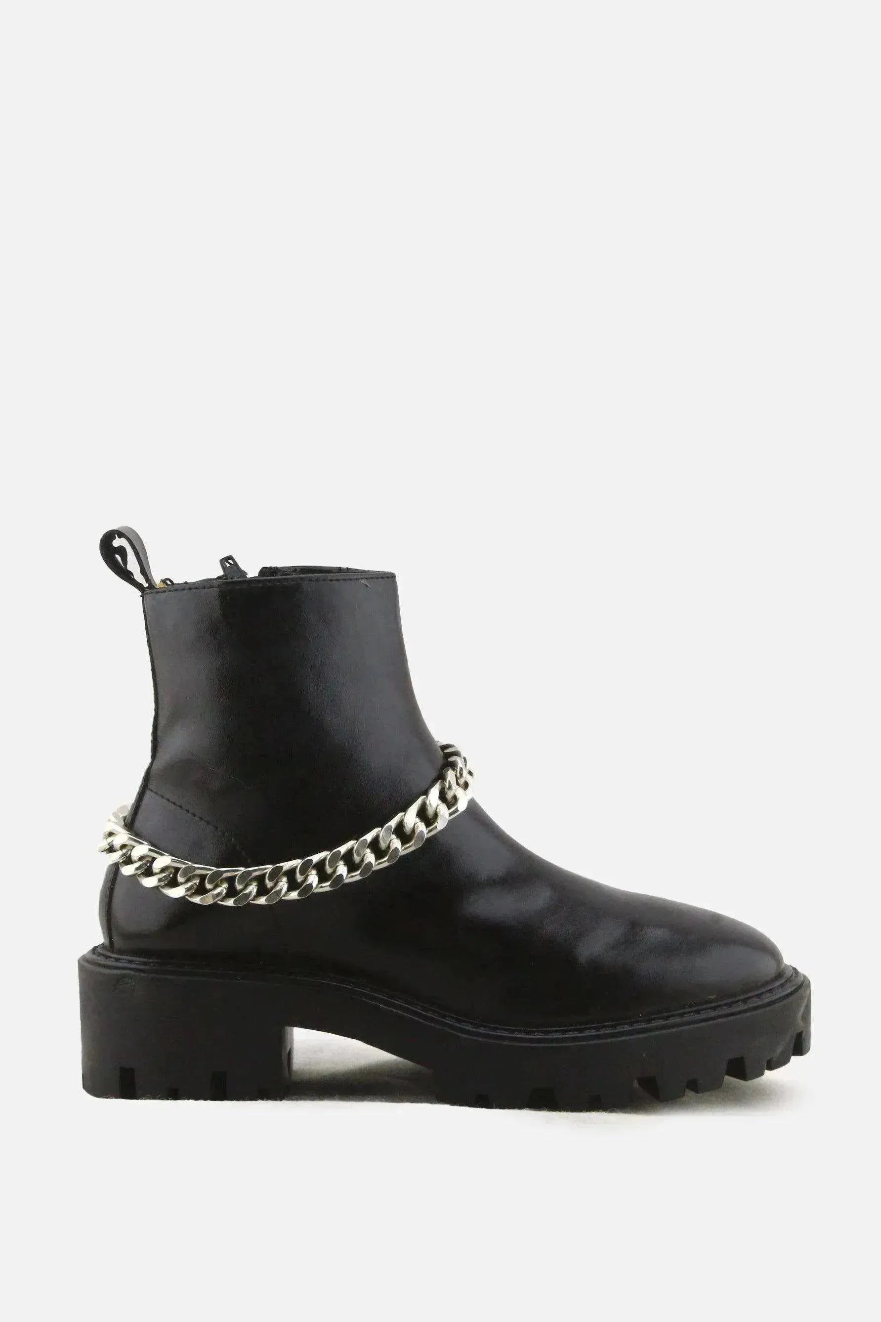 Lefties Zipper Chain Chelsea Ankle Boots | 100% Authentic Leather - sundaybazar
