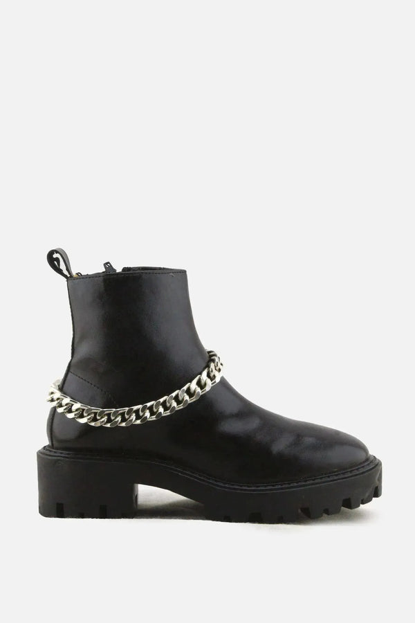 Lefties Zipper Chain Chelsea Ankle Boots | 100% Authentic Leather - sundaybazar