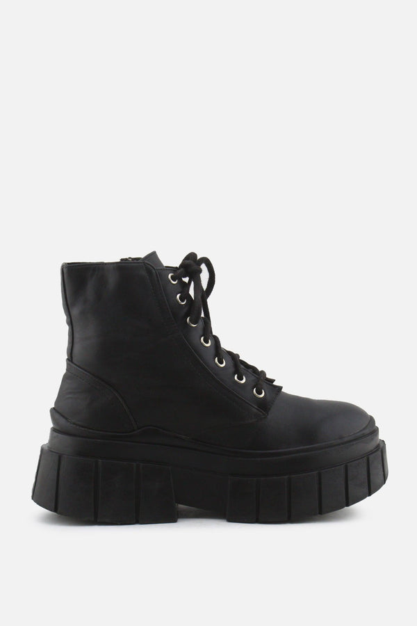 Bershka Zipper Laces Combat Ankle Boots | 100% Authentic Leather