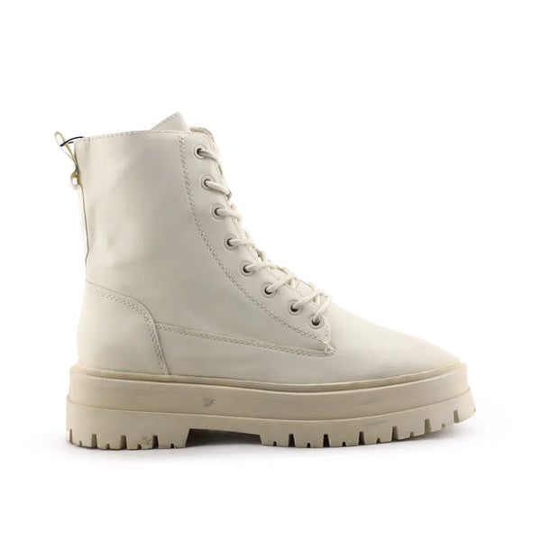 Stradivarius Zipper Lace Up Combat Ankle Boots (100% Authentic Leather)