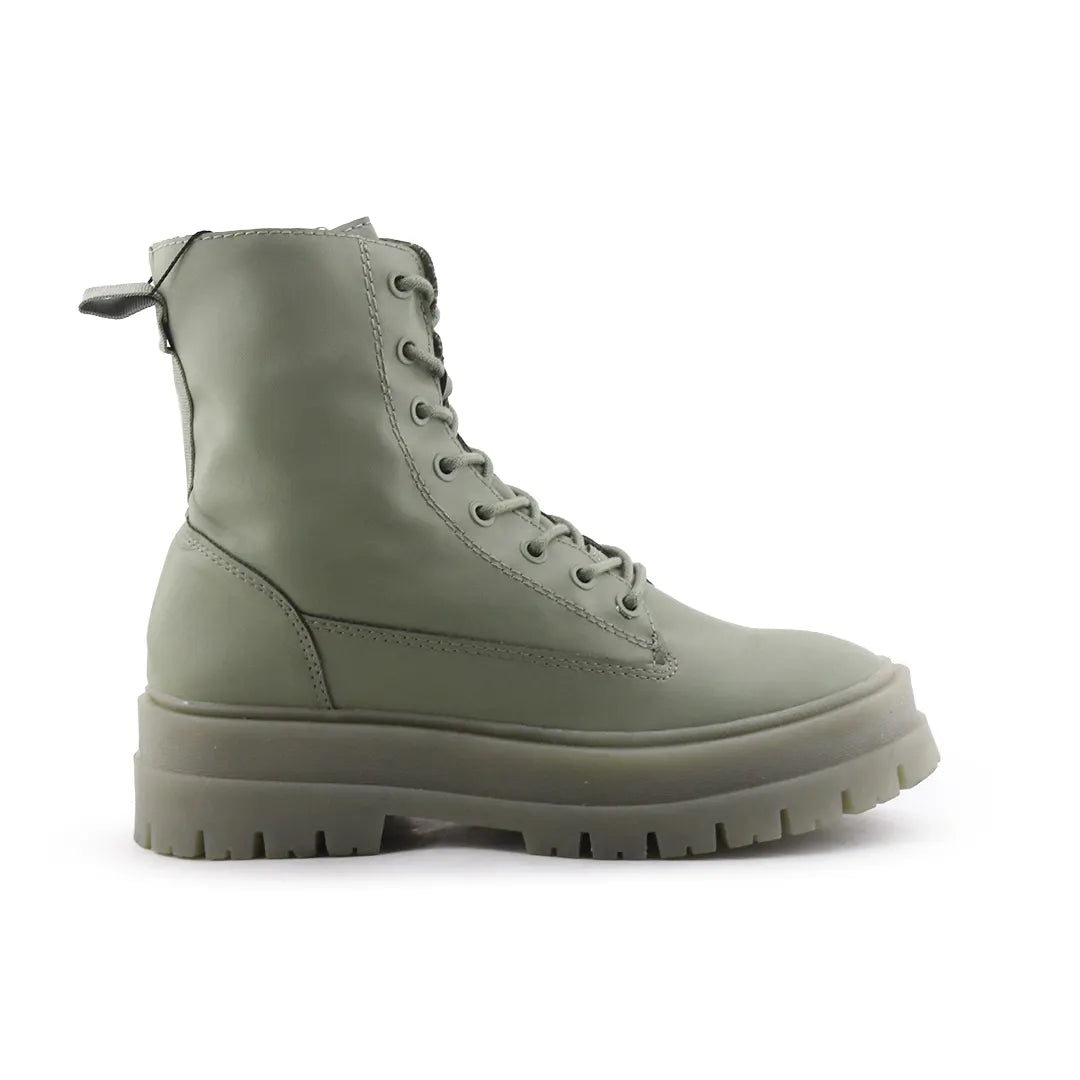 Stradivarius Zipper Lace Up Combat Ankle Boots (100% Authentic Leather)