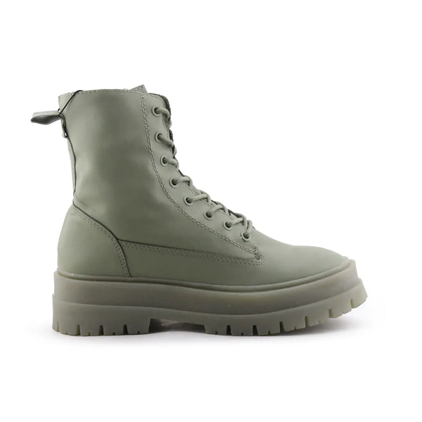 Stradivarius Zipper Lace Up Combat Ankle Boots (100% Authentic Leather)