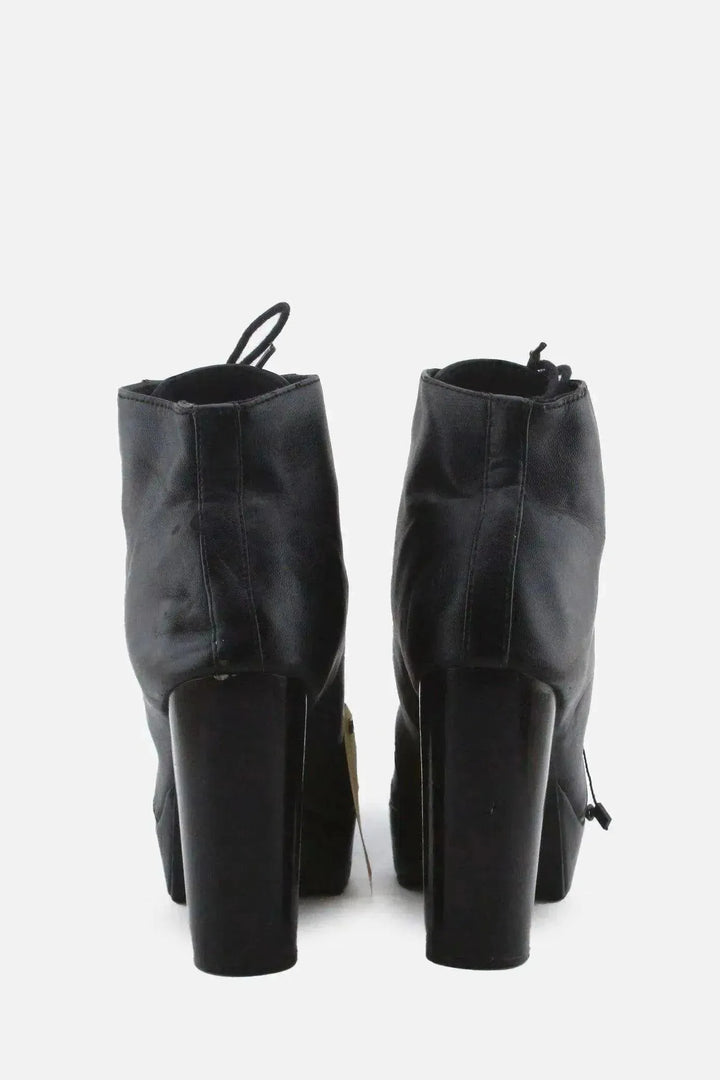 European Brand Laces Block Ankle Boots | 100% Authentic Leather - sundaybazar