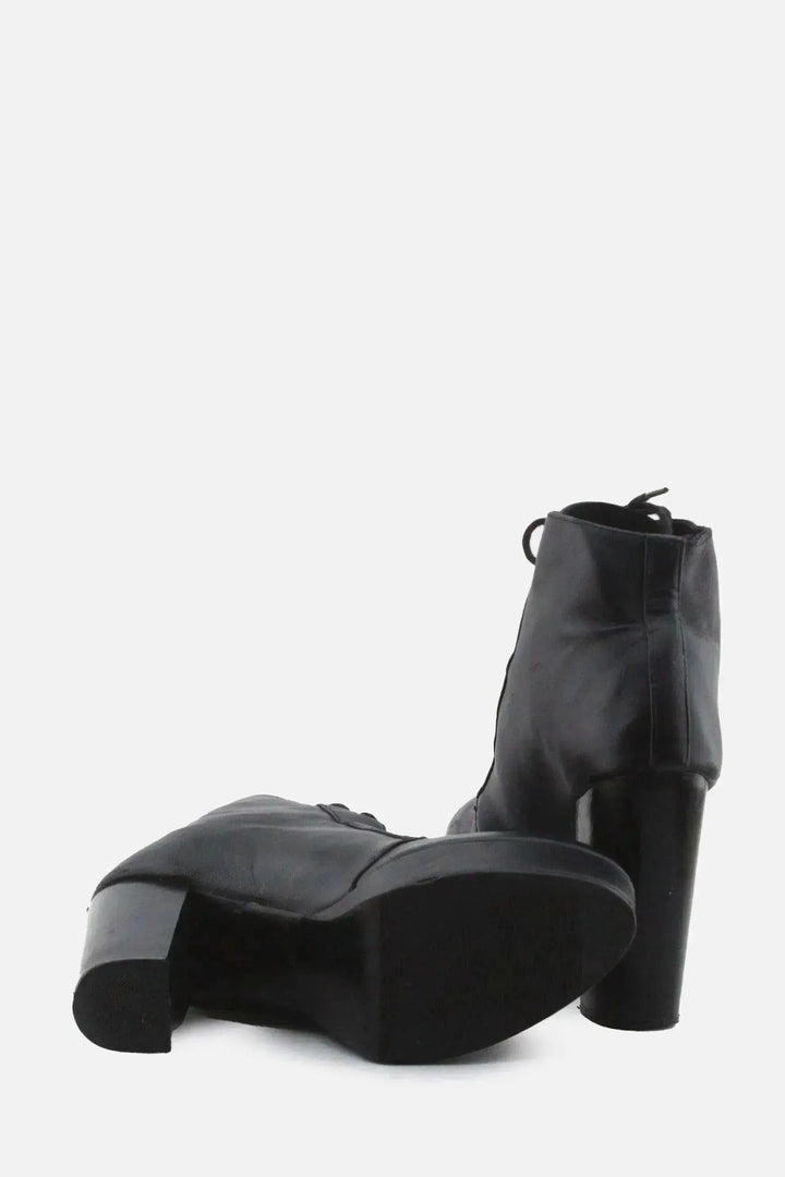European Brand Laces Block Ankle Boots | 100% Authentic Leather - sundaybazar
