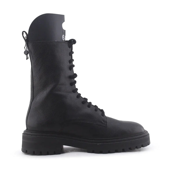 Massimo Dutti Zipper Lace Up Combat  Ankle Boots (100% Authentic Leather)