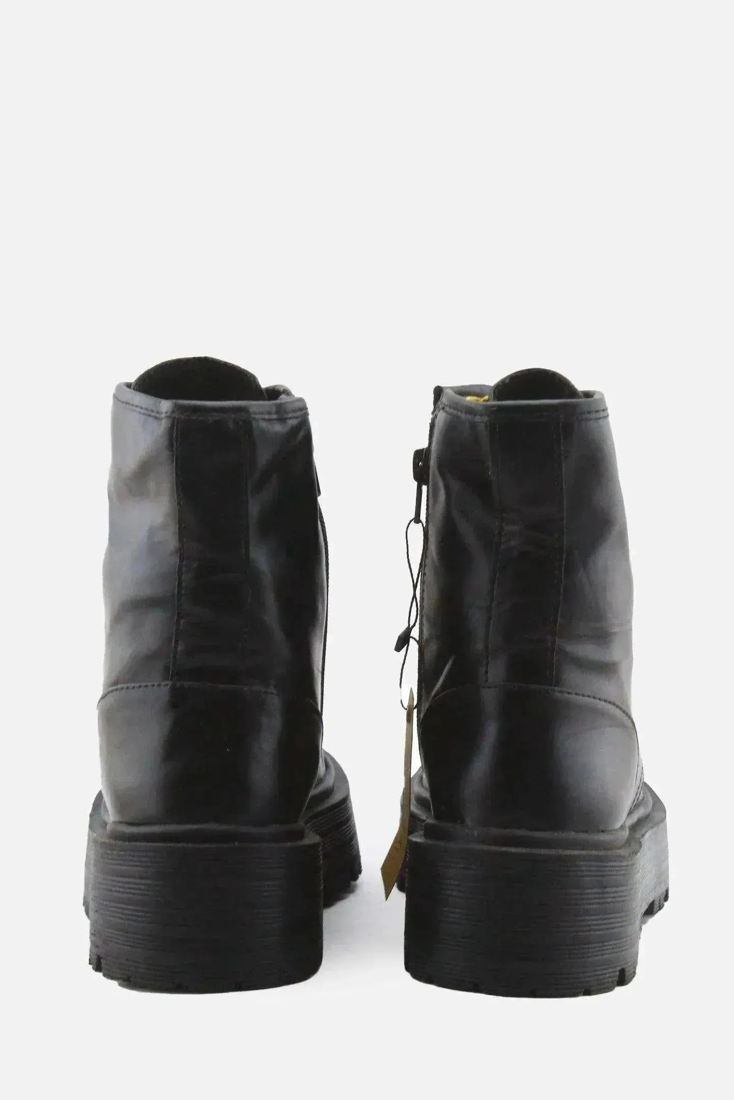 Pull & Bear Zipper Laces Combat Ankle Boots | 100% Authentic Leather - sundaybazar