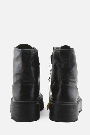 Pull & Bear Zipper Laces Combat Ankle Boots | 100% Authentic Leather - sundaybazar