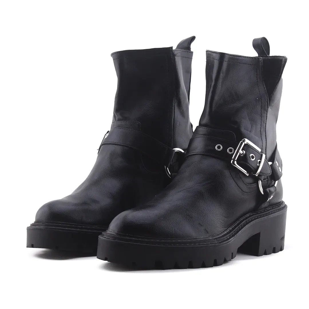Stradivarius Buckle Strap Ankle Boot | 100% Authentic Leather