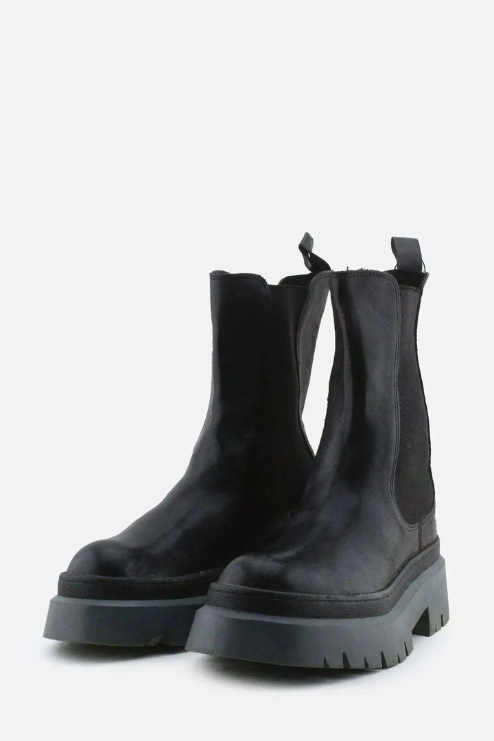 Pull & Bear Stretchable Combat Ankle Boots | 100% Authentic Leather - sundaybazar