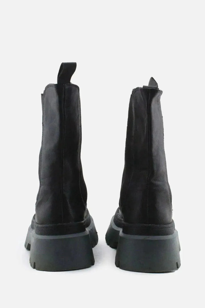 Pull & Bear Stretchable Combat Ankle Boots | 100% Authentic Leather - sundaybazar