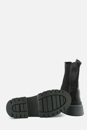 Pull & Bear Stretchable Combat Ankle Boots | 100% Authentic Leather - sundaybazar