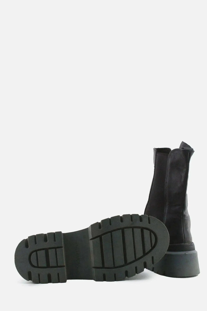 Pull & Bear Stretchable Combat Ankle Boots | 100% Authentic Leather - sundaybazar
