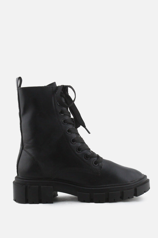 Stradivarius Zipper Laces Combat Ankle Boots | 100% Authentic Leather