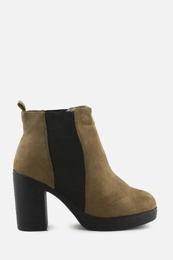 European Brand Stretchable Block Ankle Boots | Suede