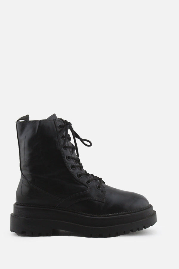 Stradivarius Zipper Laces Combat Ankle Boots | 100% Authentic Leather