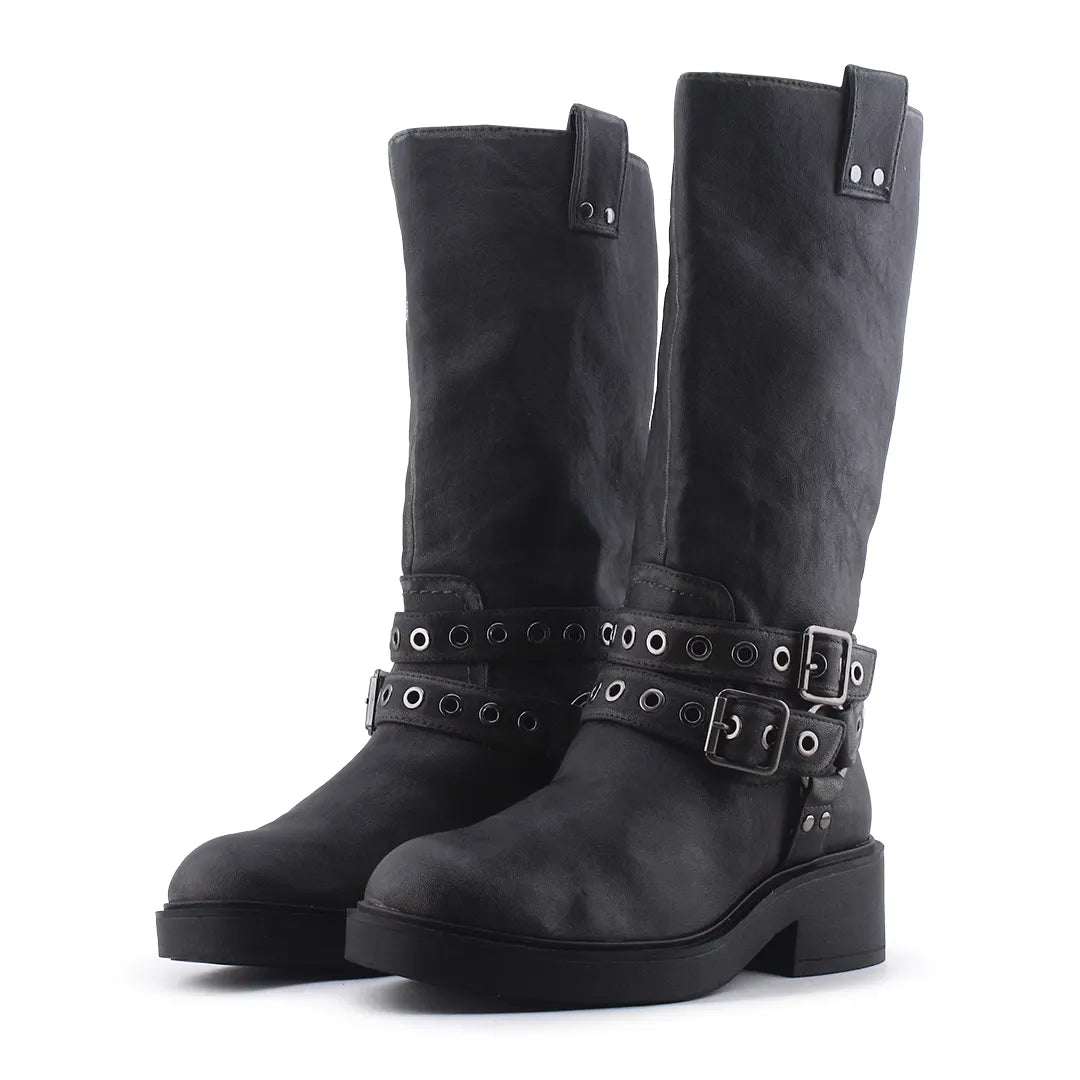 Bershka Buckle Strap Ankle Boot | 100% Authentic Leather