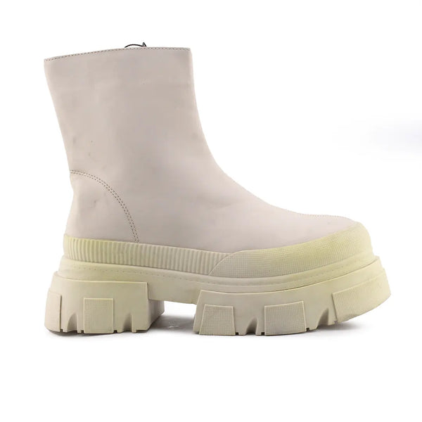 Bershka Zipper Platform Combat Ankle Boots (100% Authentic Leather)
