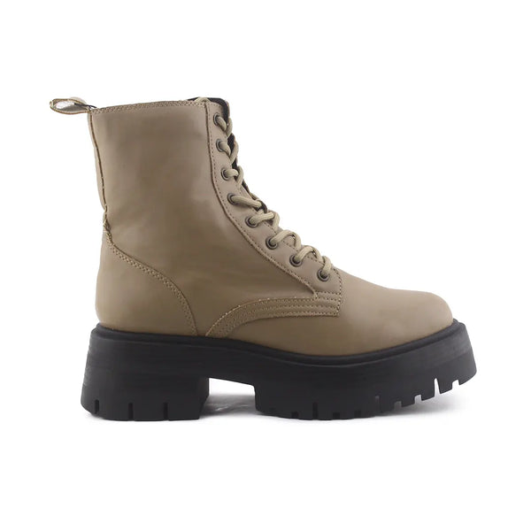 Stradivarius Zipper Lace Up Combat Ankle Boots (100% Authentic Leather)