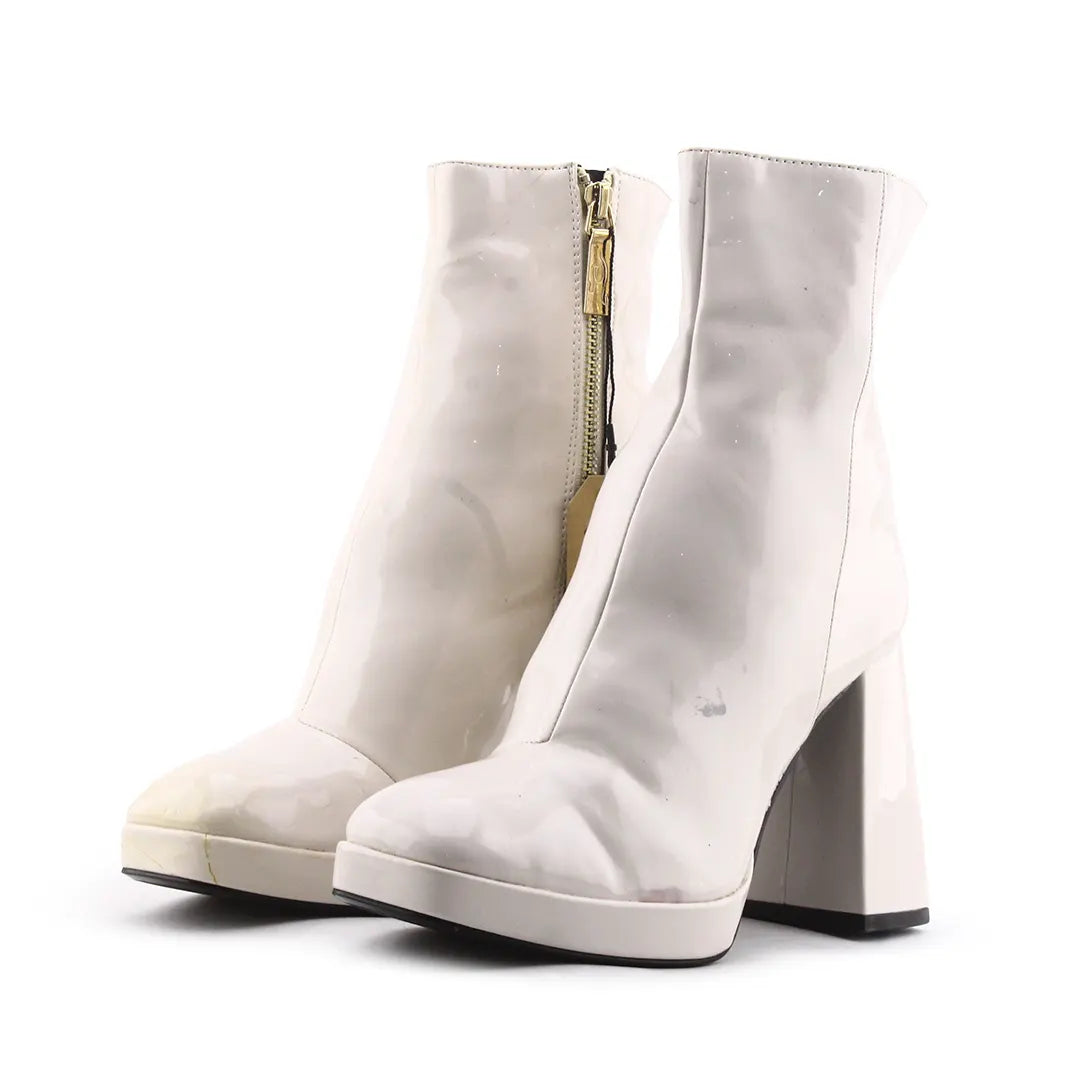 Bershka Zipper Patent Ankle Boot