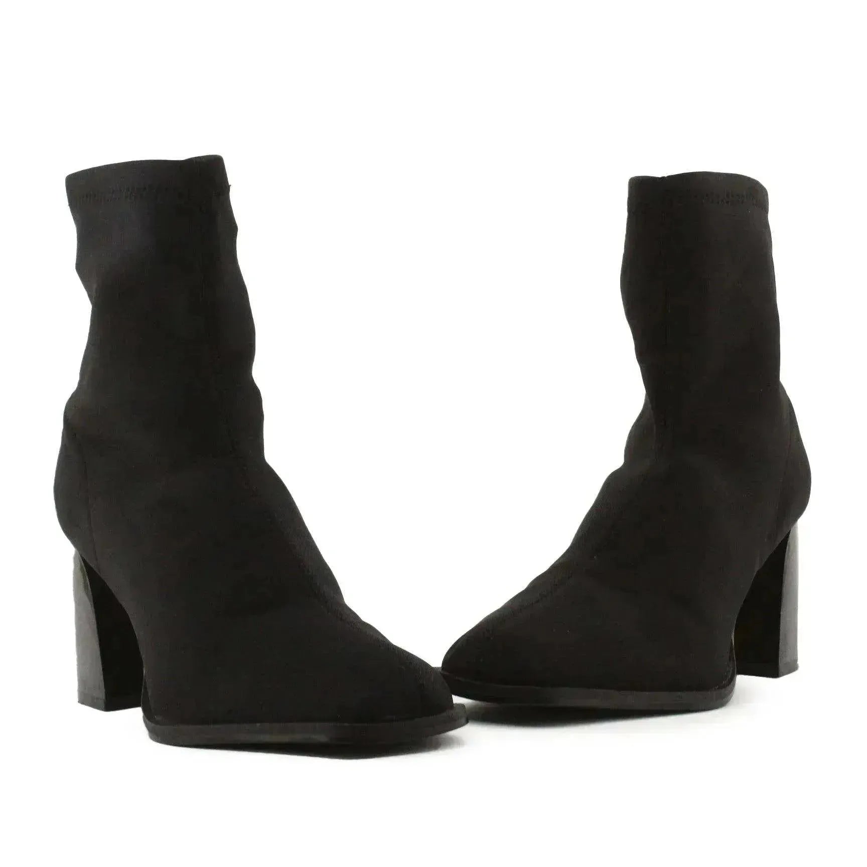 Pull & Bear Block Heels Ankle Boots | Textile - sundaybazar