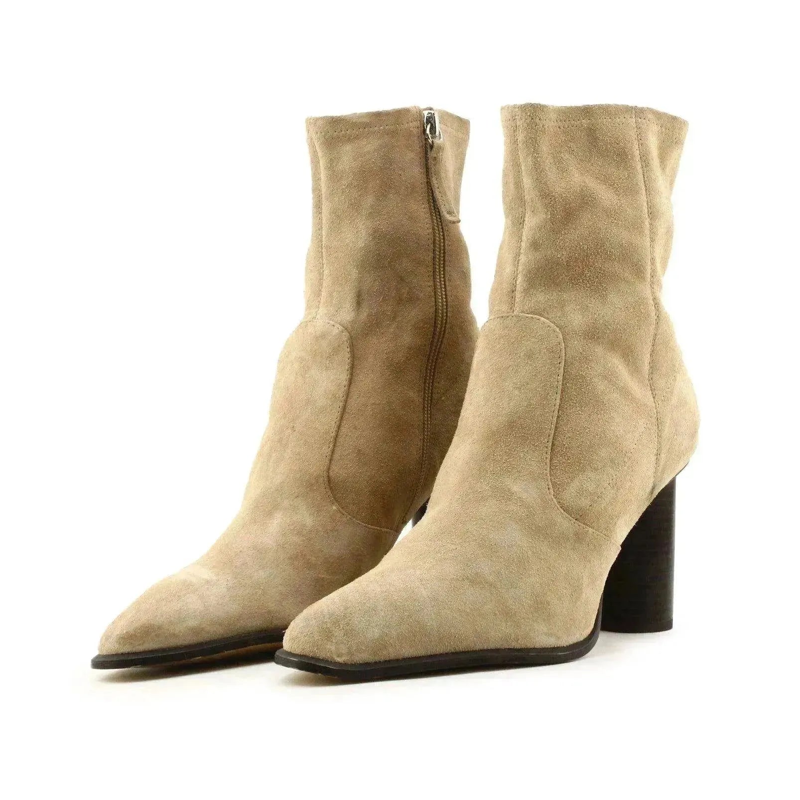 Zara Zipper Block Heels Ankle Boots | 100% Auhentic Leather - sundaybazar