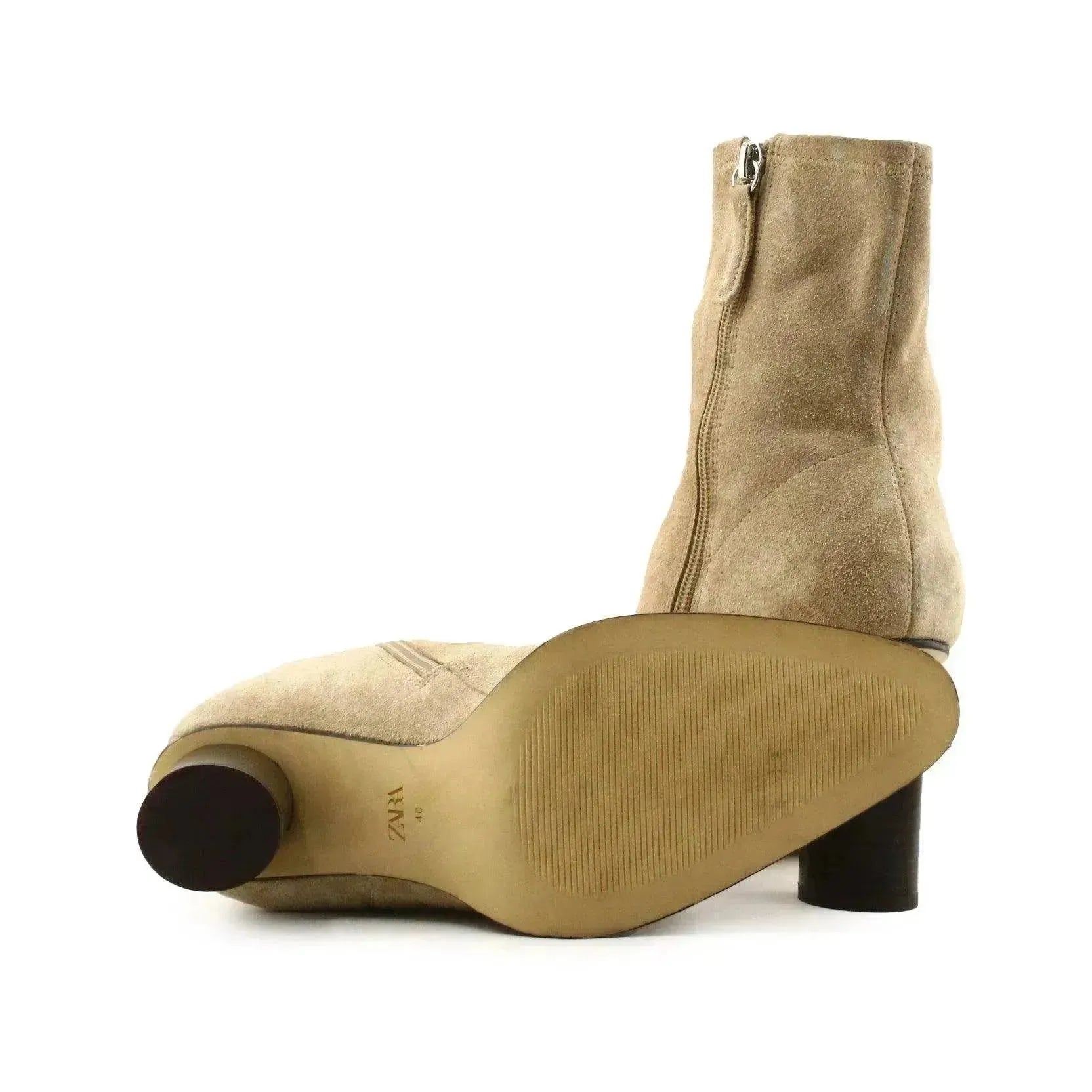 Zara Zipper Block Heels Ankle Boots | 100% Auhentic Leather - sundaybazar