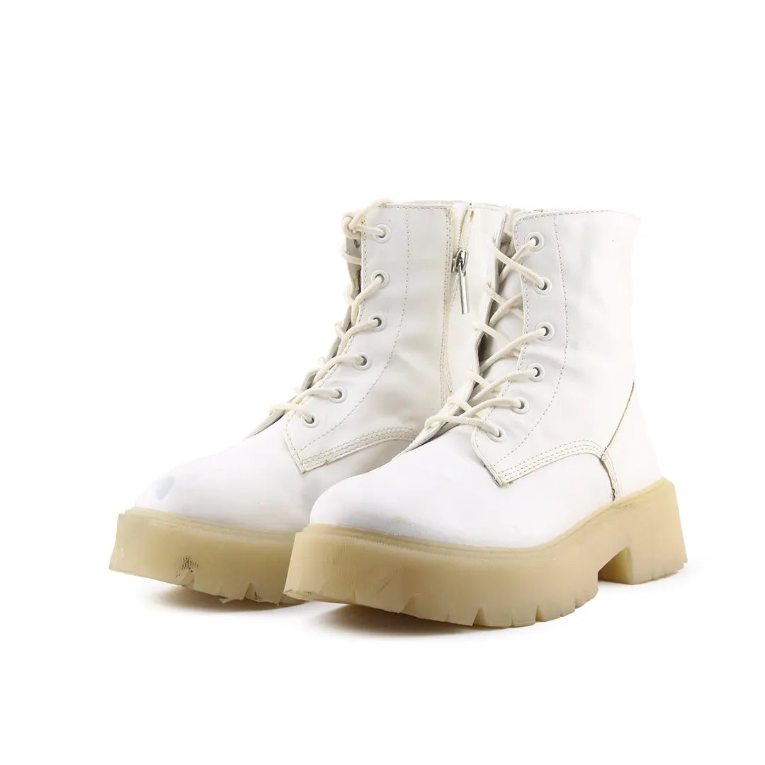 Bershka Zipper Lace Up Combat Ankle Boots (100% Authentic Leather)