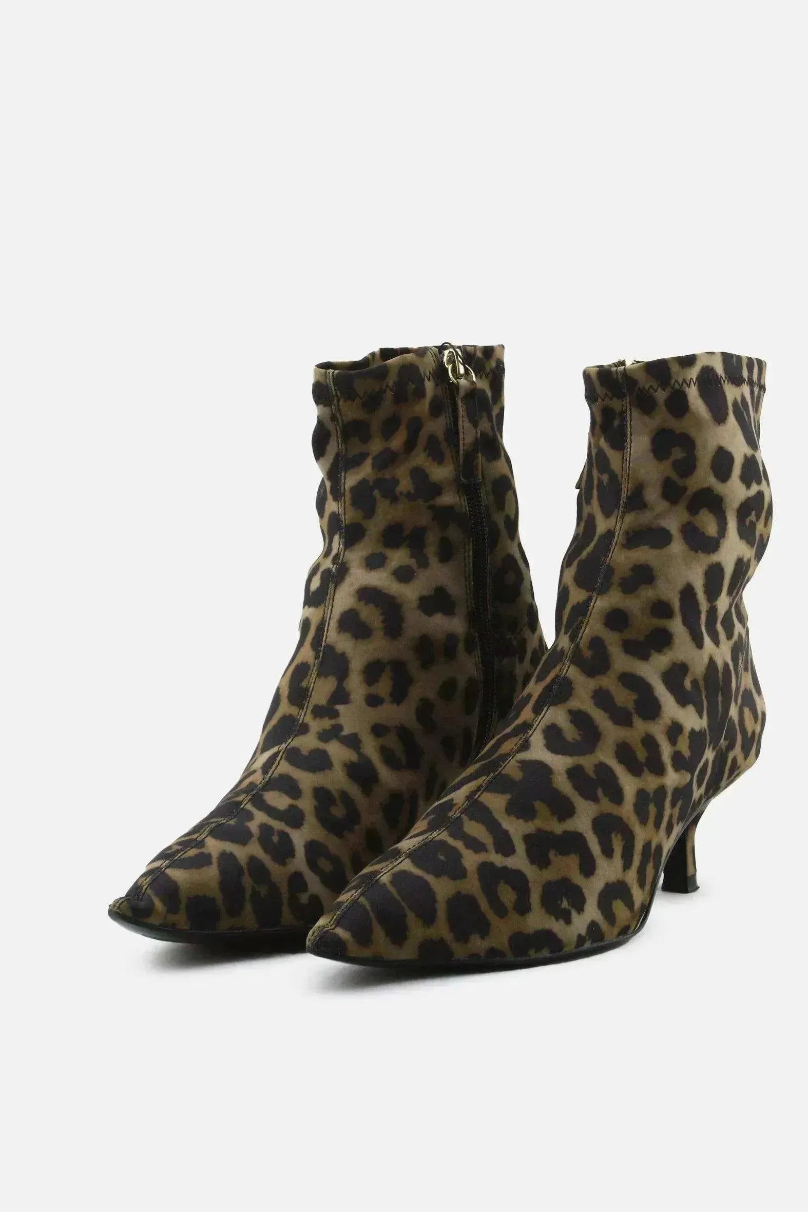 Zara Zipper Kitten Ankle Boots | Textile - sundaybazar