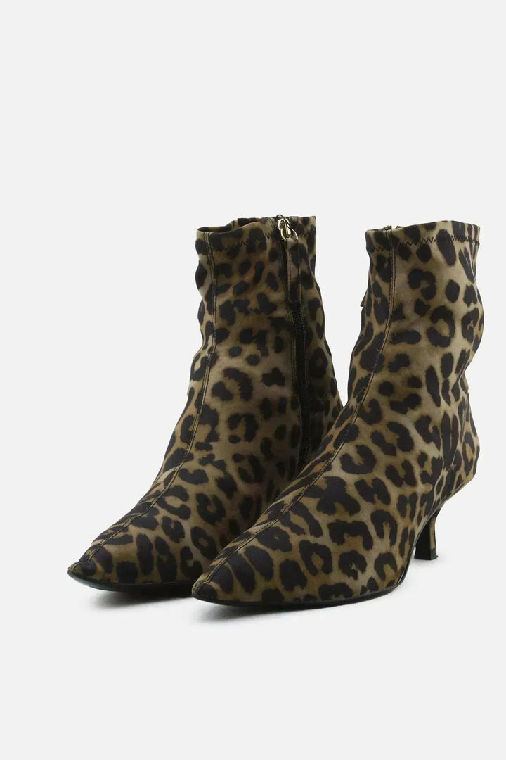 Zara Zipper Kitten Ankle Boots | Textile - sundaybazar