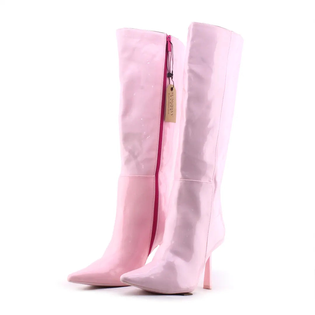Bershka Zipper Patent Knee High Boot