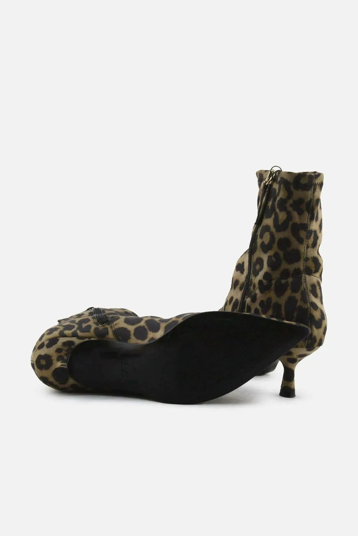 Zara Zipper Kitten Ankle Boots | Textile - sundaybazar