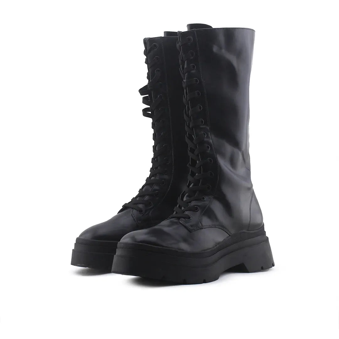 Bershka Zipper Lace Up Knee High Boots (100% Authentic Leather)
