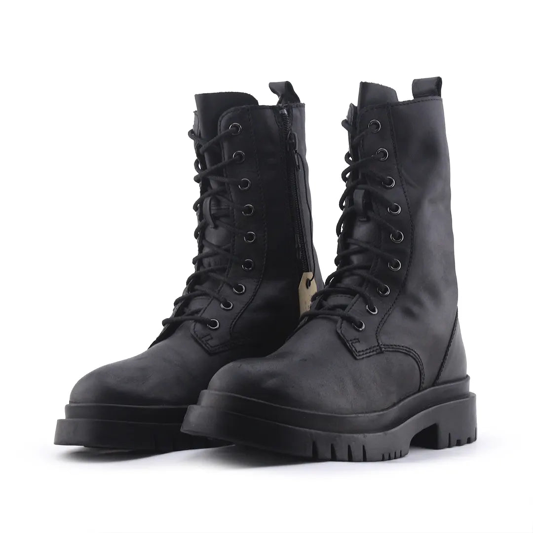 Zara Zipper Lace Up Ankle Boot | 100% Authentic Leather